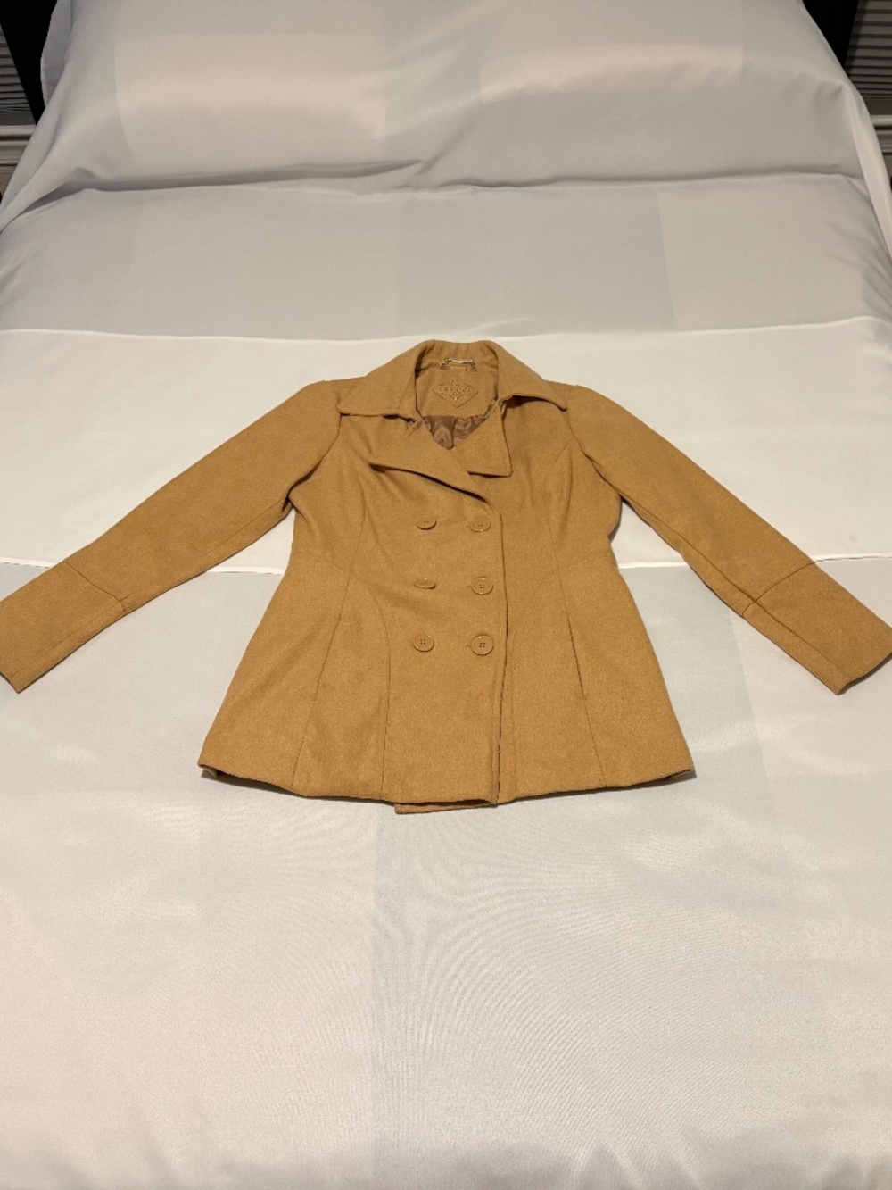 JOU JOU Women's Camel Tan Double Breasted Peacoat Size M